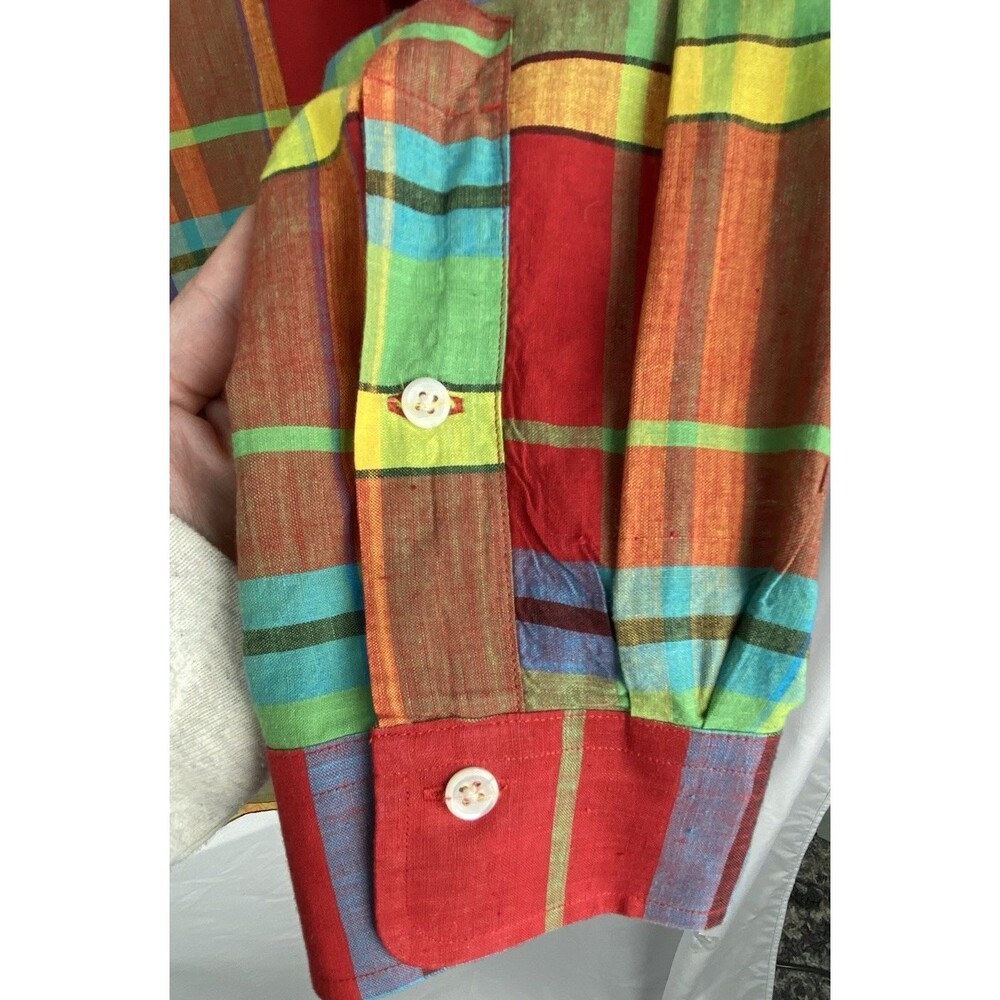 VTG Ralph Lauren Indian Madras Shirt Mens L Hand‎ Woven Plaid Button Down Preppy - Picture 10 of 13